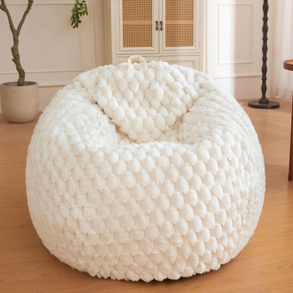 XeGe Luxury Bubble Fluffy Faux Rabbit Fur Bean Bag Cover(No Filler), Beige