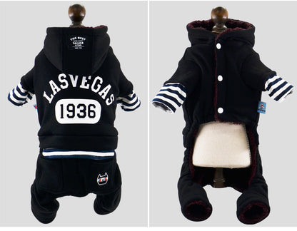 Dog Winter Thick Striped Fake Two-piece Suit