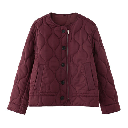 Fashion Single-breasted Quilted Diamond Lattice Cotton-padded Coat