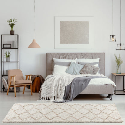 Moroccan Ivory Beige Shaggy Rug | 830