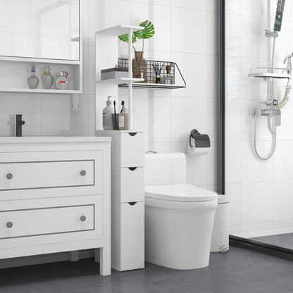 HOMCOM Tall Bathroom Cabinet, Bathroom Storage Cabinet W/ Shelf, Drawers White