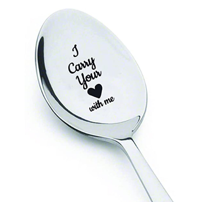 Valentine's Day Gift Engraved Stainless Steel Long-handled Spoon
