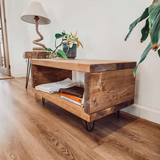 Solid Wood Chunky TV Unit With 4 inch Metal Legs