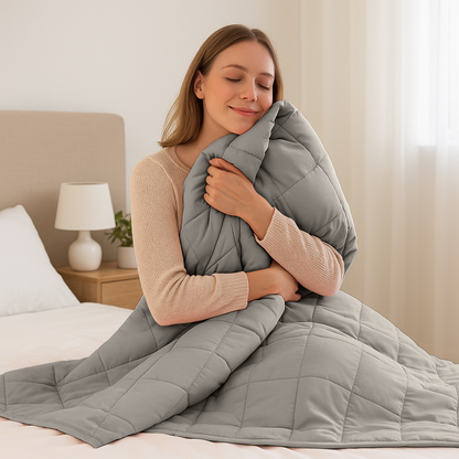 Weighted Blanket with Storage Bag - 125 x 150cm - 4kg - Grey