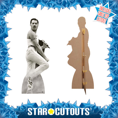 CS850 Freddie Mercury July 1985 Black and White (Live Aid) Height 179cm Lifesize Cardboard Cut Out With Mini