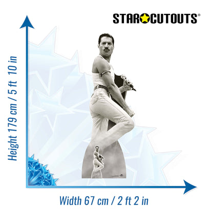CS850 Freddie Mercury July 1985 Black and White (Live Aid) Height 179cm Lifesize Cardboard Cut Out With Mini