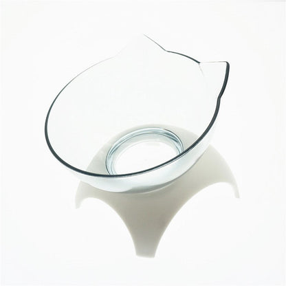 Non Slip Double Cat Bowl With Raised Stand Pet Food Cat Feeder Protect Cervical Vertebra Dog Bowl Transparent Pet Products