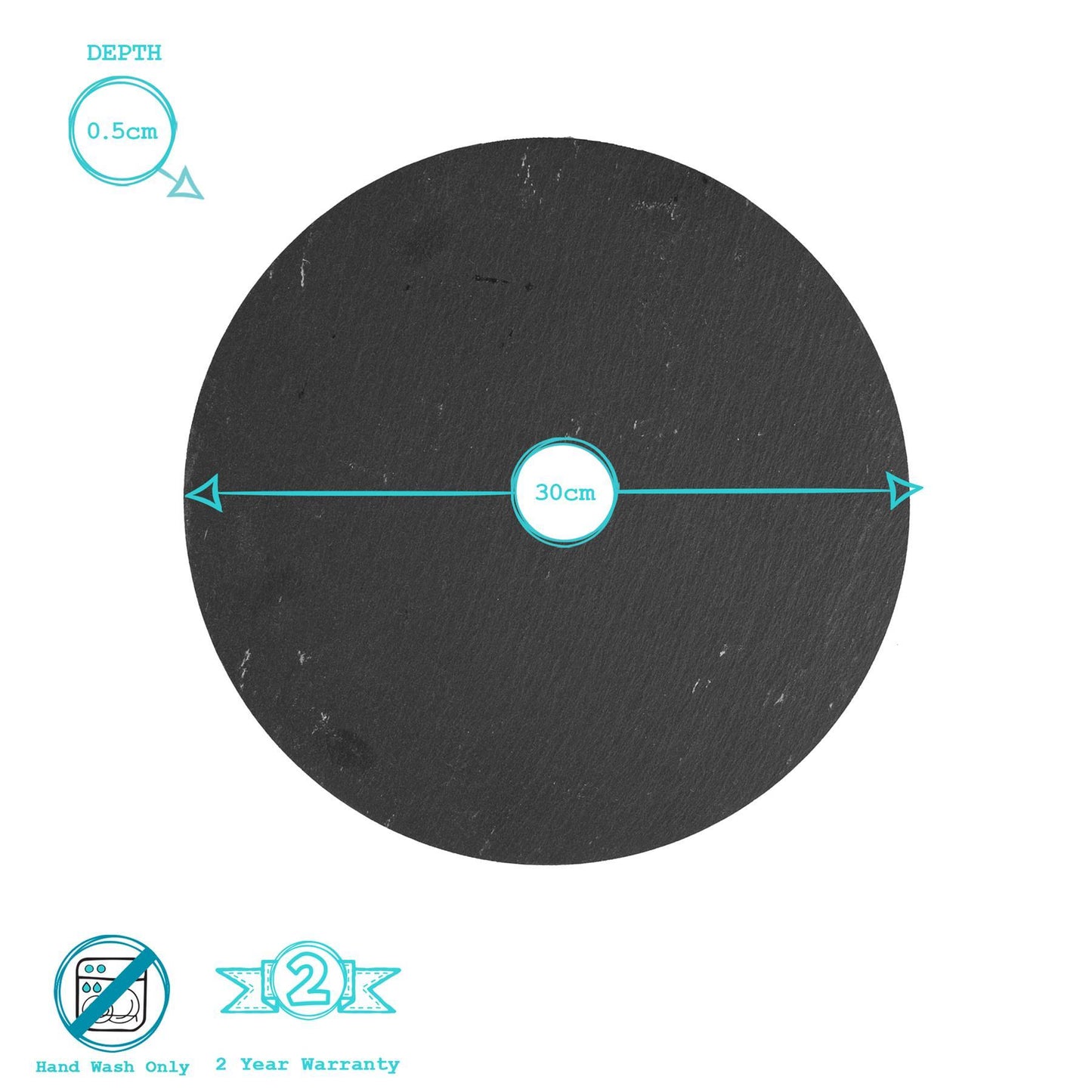 12pc Black Round Linea Slate Placemats & Coasters Set