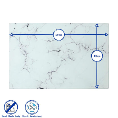 Rectangle Glass Chopping Board - 50cm x 40cm - Marble