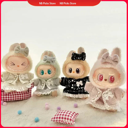 High-Fashion V1 V2  Labubu High End Luxury Chane Set 15cm 17cm Classic Grid Style Dress Set Fashion Clothes Replacement