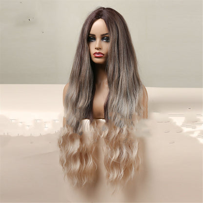 Medium Brown Gradient Blonde Women's Long Curly Hair