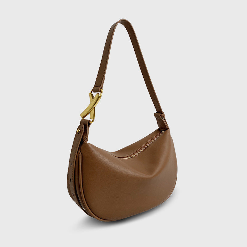 Simple Crescent Crossbody Soft Women's Cow Leather Bag