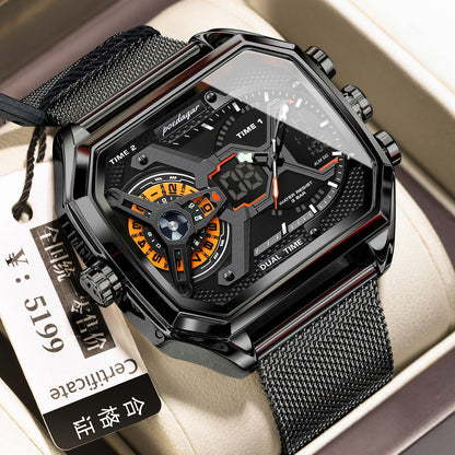 Luminous Waterproof Men's Sports Watch - 2.4" Display Digital Smartwatch with Mesh Band