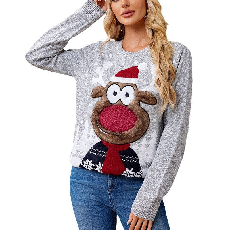 Loose Casual Parent-child Gray Pullover Christmas Sweater