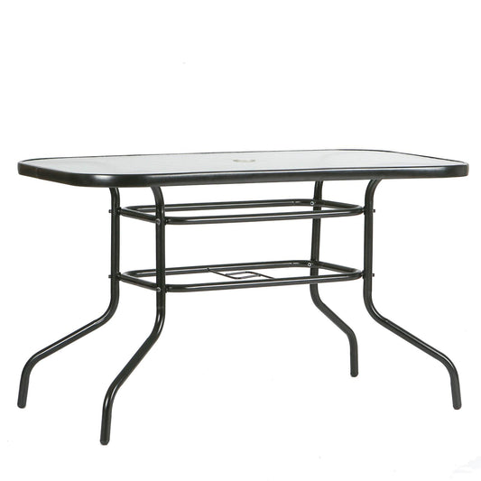 Four-Seater Sussex Black Metal Glass Top Garden Table 120cm x 70cm