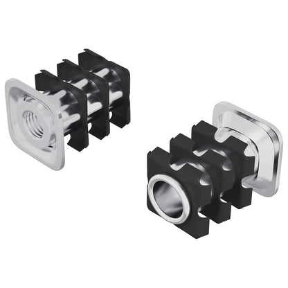 vidaXL Threaded Tube Insert 2 pcs Black and Silver Galvanised Steel