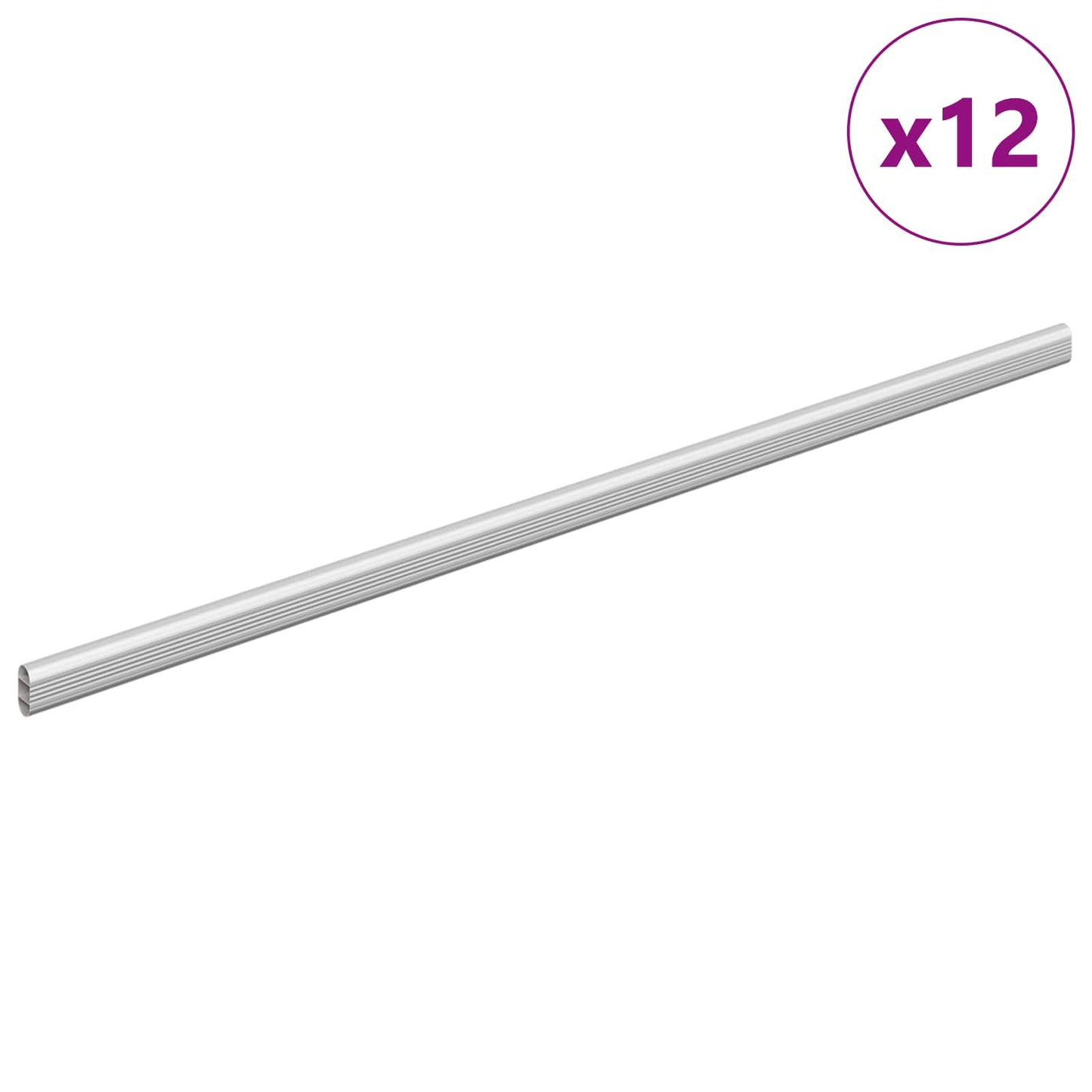 vidaXL Closet Rod 12 pcs Silver 764 x 15 x 29 mm Aluminium Alloy