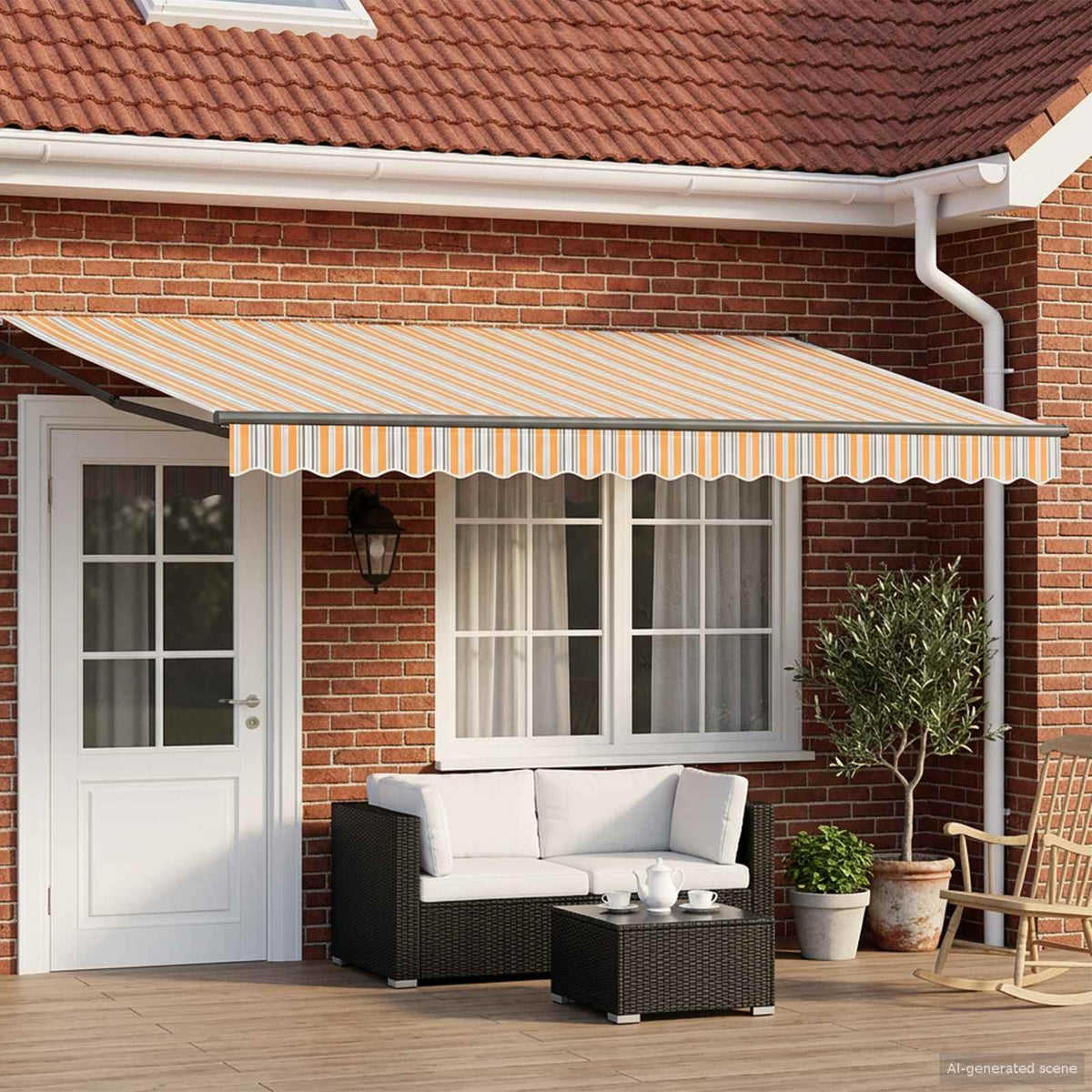 vidaXL Electric Retractable Awning Yellow, Grey and Anthracite 5 x 3 m