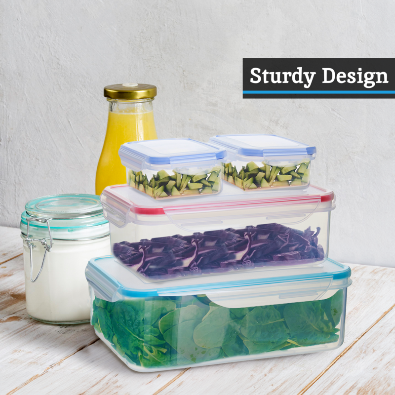 Herrela 5Pc Square Food Containers With Airtight Lids