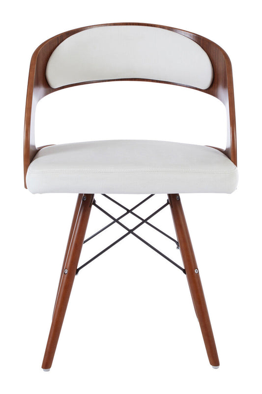 Parkar White Leather Effect Chair with Curved Back