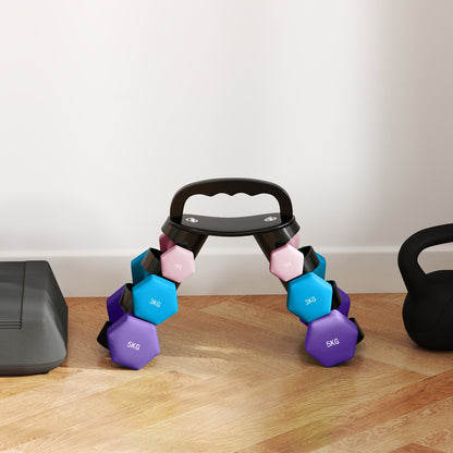 SPORTNOW Dumbbells Set with Storage Rack, 2 x 1kg, 2 x 3kg, 2 x 5kg, Pink