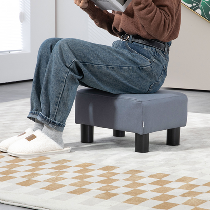 Ottoman Footrest Seat Chair Footstool Small PU Leather Home Office Grey