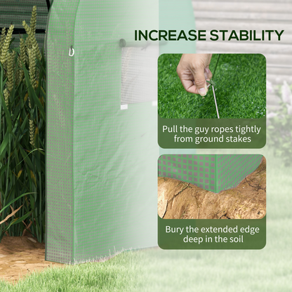 Outsunny Tomato Greenhouse with 2 Roll-up Doors and 4 Mesh Windows, Green