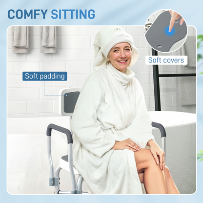 Comfortable Shower Stool with Padded Seat & Aluminium Frame - 136kg Capacity