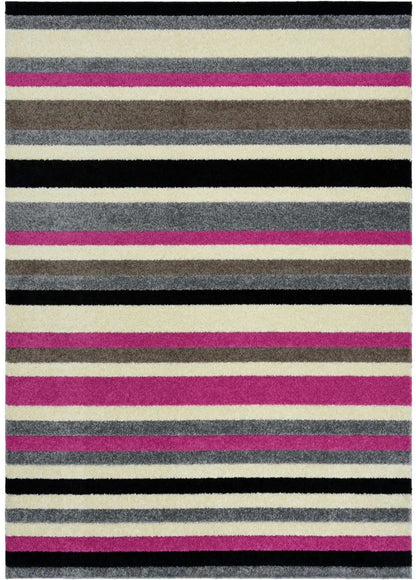 Linea Striped Pink Washable Rug