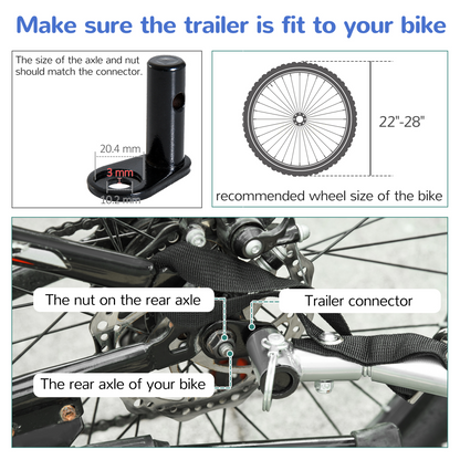 18m+ 2-Seat Child Bike Trailer for Kid w/ Steel Frame Seat Belt Blue