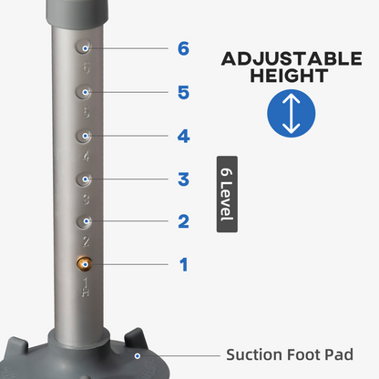 EVA Padded Shower Stool with Back and Arms 4 Suction Foot Pads Blue HOMCOM