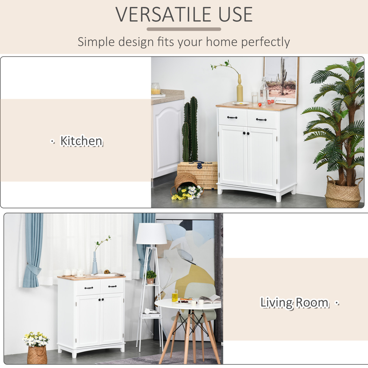 Simple Kitchen Cupboard Storage Cabinet w/ Drawer Living & Dining Room