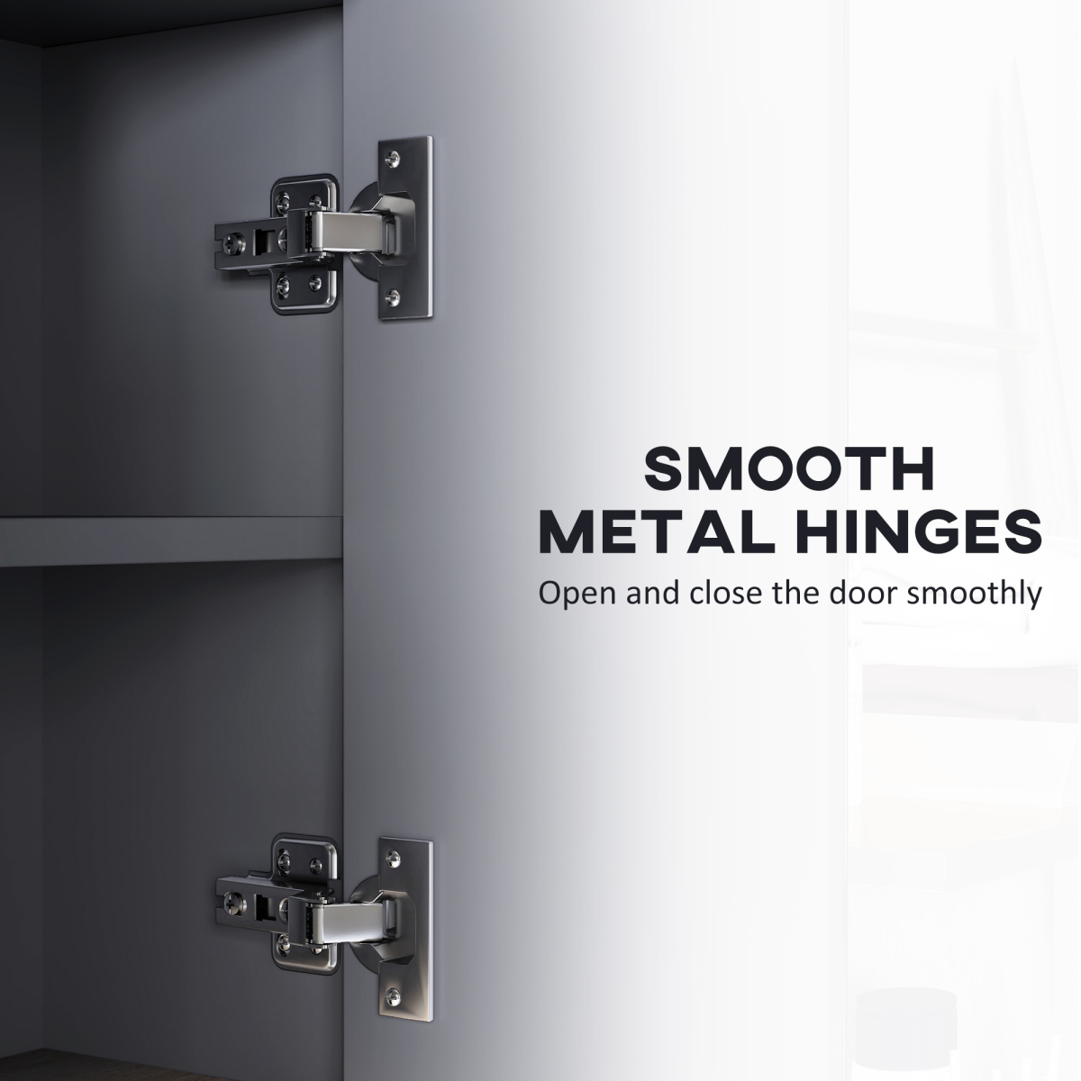 HOMCOM Bathroom Cabinet Wall Mounted Mirror Storage with Shelves Grey