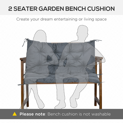 2 Seater Garden Bench Cushion Outdoor Seat Pad with Ties Dark Grey