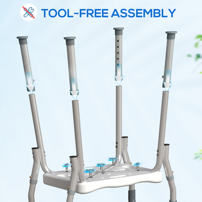 HOMCOM Rust-Free Aluminium Bath Chair with Adjustable Height, Grey