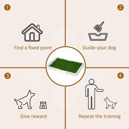 PawHut Dog Toilet Indoor w/ Artificial Grass, Grid Panel, Tray, 46.5 x 34cm
