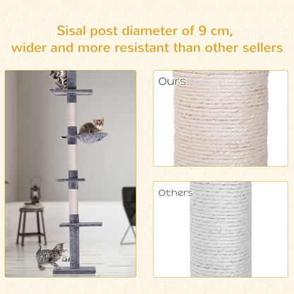 Cat Tree Scratching 5-Tier Kitty Tower  Floor to Ceiling  Adjustable Pawhut