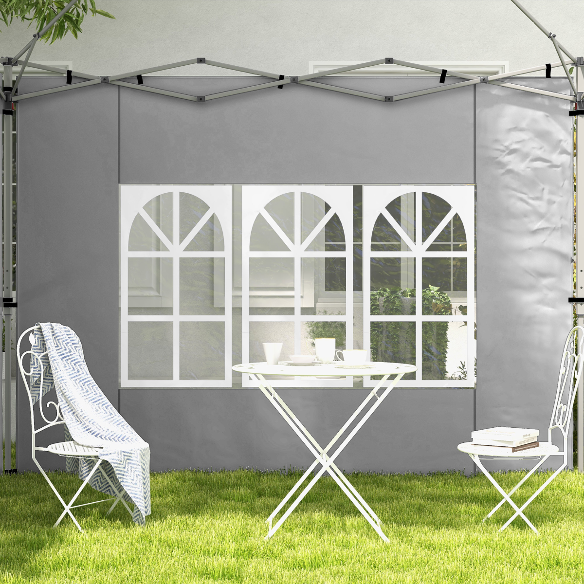 Outsunny Gazebo Side Panels for 3x3(m) or 3x4m Pop Up Gazebo, 2 Pack, Grey