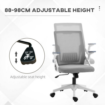 Vinsetto Mesh Office Chair for Home with Lumbar Support, Flip-up Arm, Wheels