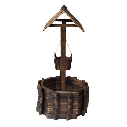Wishing Well Planter Bucket,  60Lx55Wx 114H cm-Brown