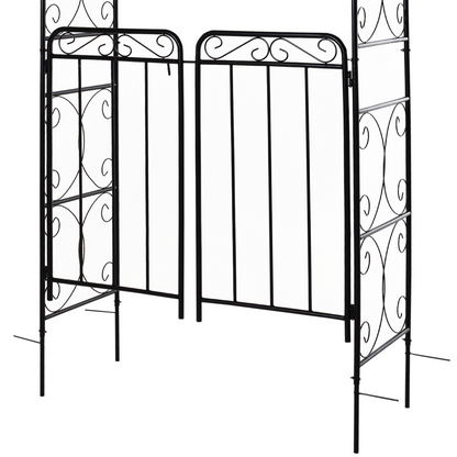 Metal Decorative Backyard Arch Gate Garden Arbor for Climbing Plants Outsunny