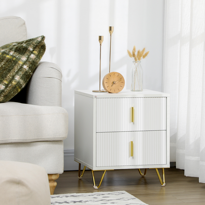 Nightstand with 2 Drawers, Side End Table for Living Room, Bedroom