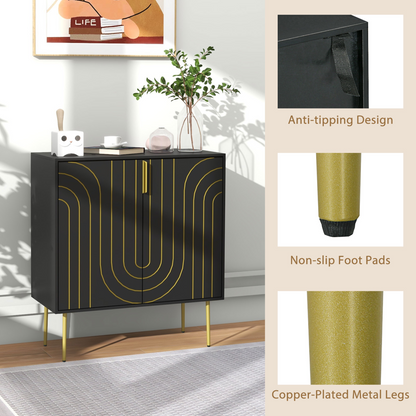 HOMCOM Freestanding Storage Cabinet with Adjustable Shelf for Living Room