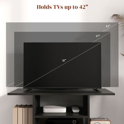 Mobile TV Stand Bookshelves in Black