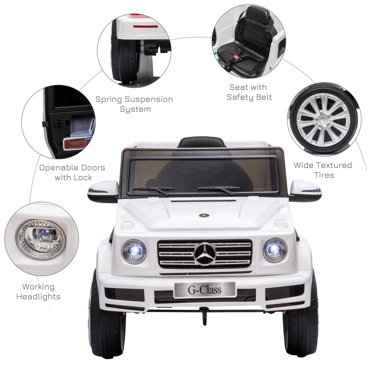 Mercedes Benz G500 12V Kids Electric Ride On Car Remote Control White HOMCOM