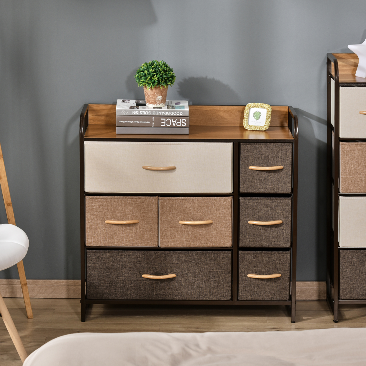 HOMCOM 7-Drawer Dresser, Fabric Chest of Drawers, Storage Organizer