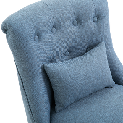 Fabric Single Sofa Dining Chair Upholstered W/ Pillow Solid Wood Leg Living Room