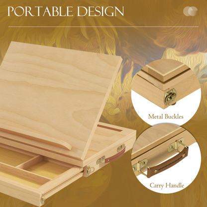 Vinsetto Wooden Table Easel Box with Storage Portable Folding Artist Easel