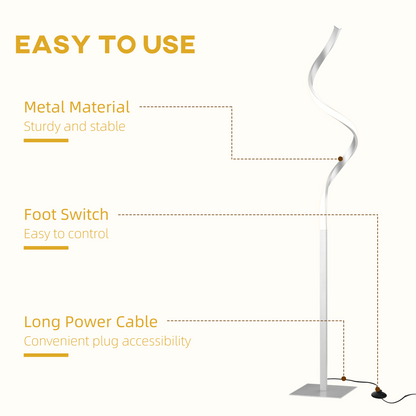 Spiral Floor Lamp for Living Room with 3 Adjustable Brightness, Silver HOMCOM