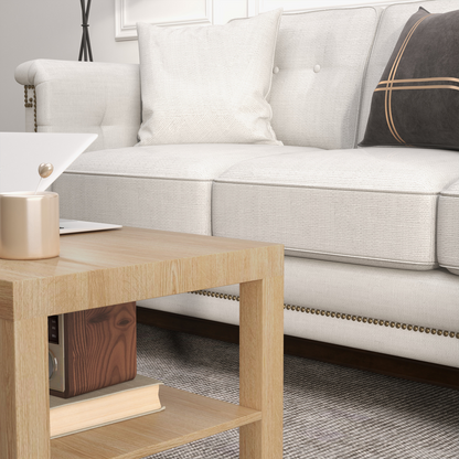 HOMCOM Coffee Table with Storage Shelf, Rectangular Centre Table, Natural